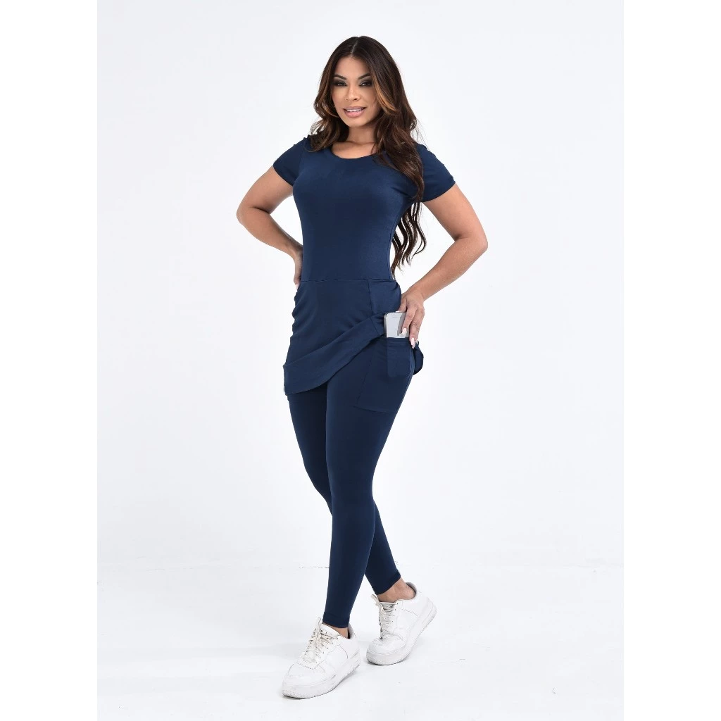 Macacão Fitness Moda Evangelica Com Bolso Cristã Modesto Academia — imagem 1