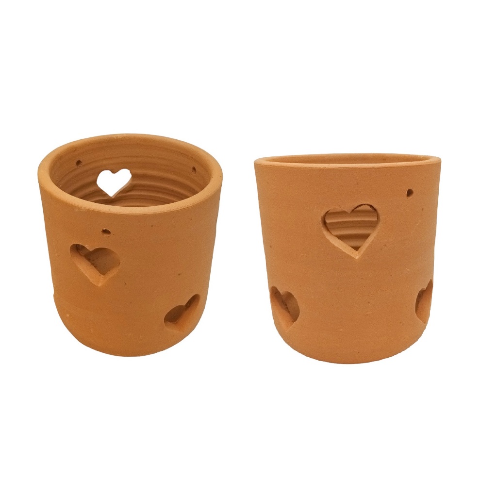 2 Vasos De Barro Copo Alto Com Furos De Coração Para Orquidea Decoração em Oferta na Shopee