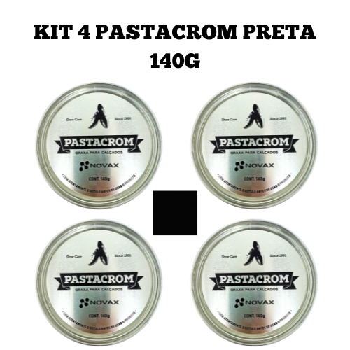 Kit 4und de Pastacrom Novax preta 140g, graxa, lustre, brilho em calçados