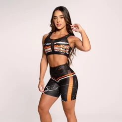 Conjunto Fitness Academia Feminino Suplex Estampado Top E Short Strong Girl Lot Fitness