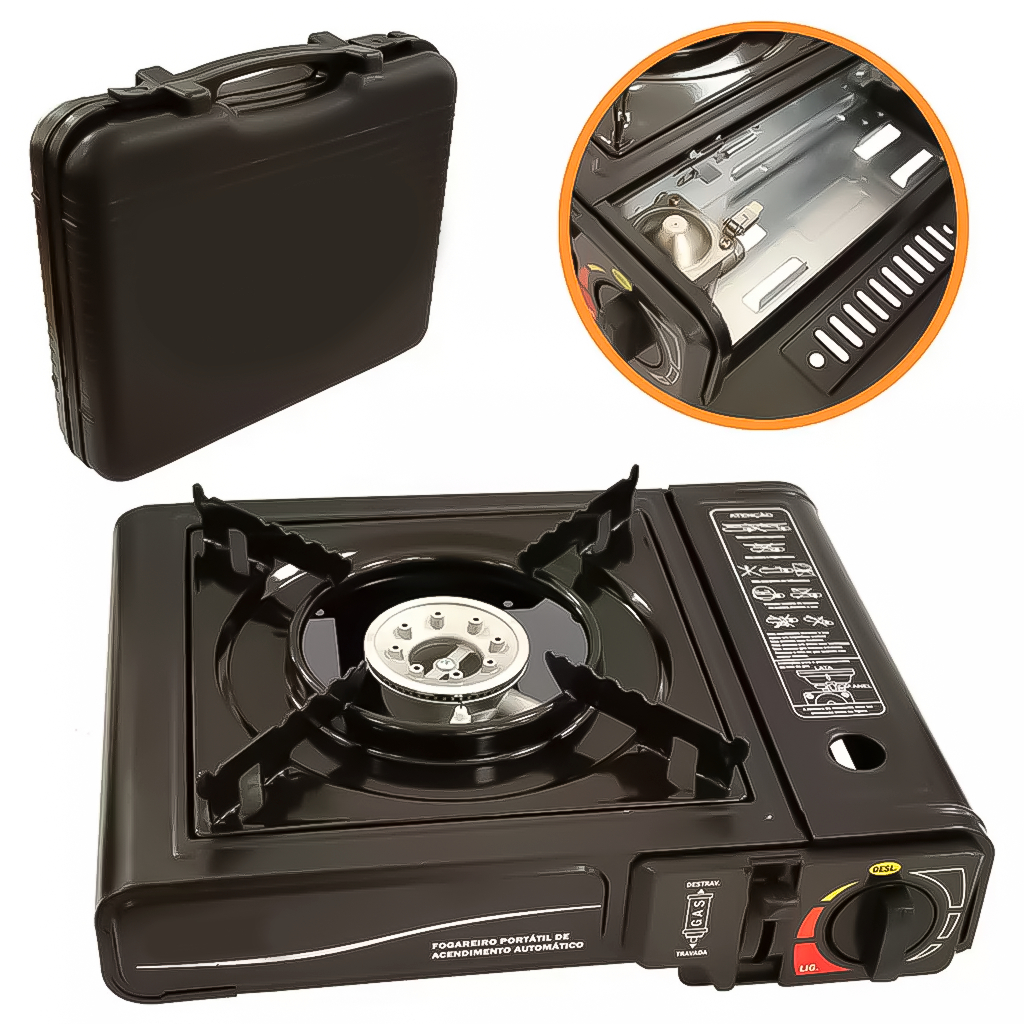 Mini Fogareiro Fogão Esmaltado Para Camping Pesca Portátil Cartucho Gourmet em Oferta na Shopee