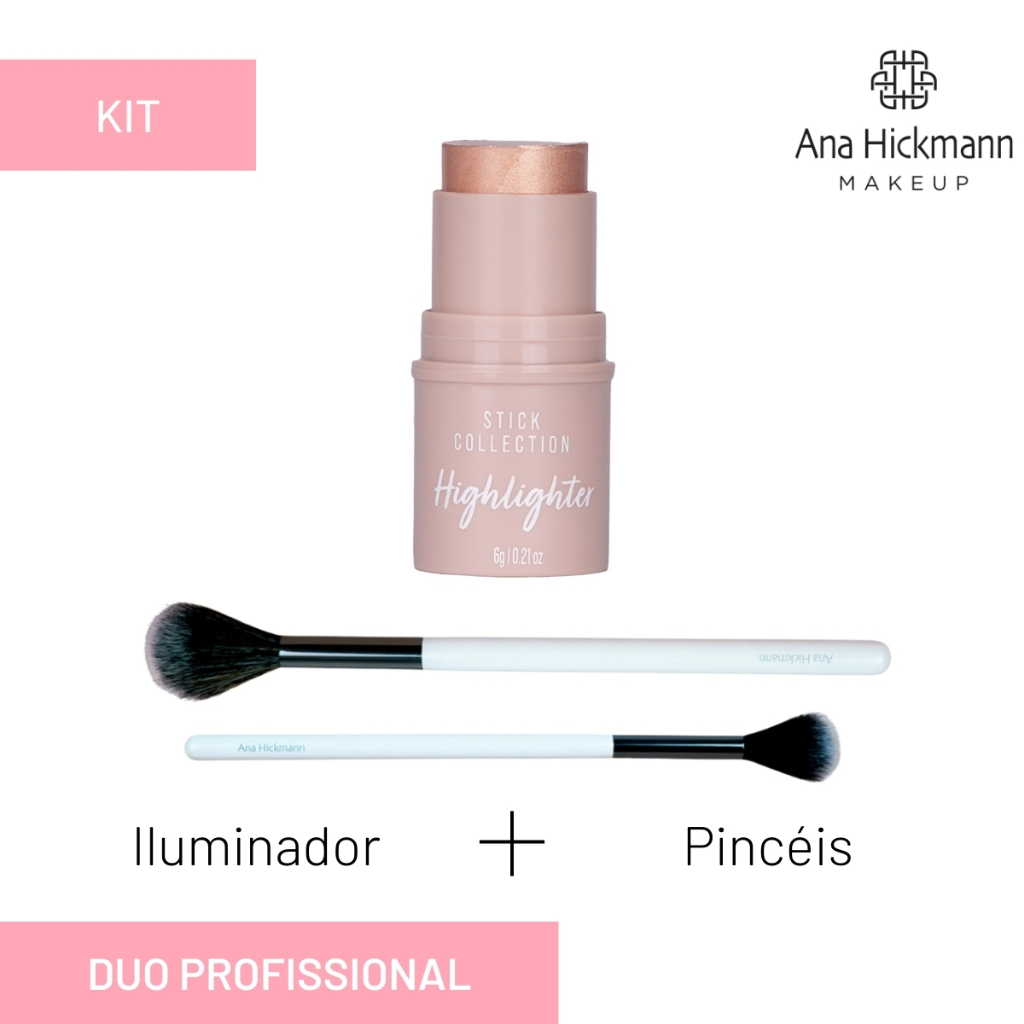 Kit Iluminador Marilyn + 2 Pincéis Highlighter Grande e Pequeno Ana Hickmann em Oferta na Shopee