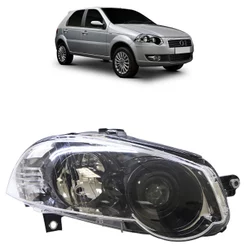 Par Farol Dianteiro Siena 2008 2009 2010 2011 2012 Máscara Cromada Com Aro Preto