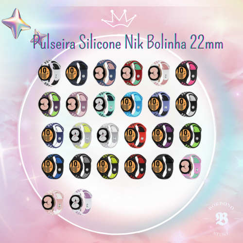 Pulseira Nik Bolinha esportiva Silicone 20mm Colorido para smartwatch