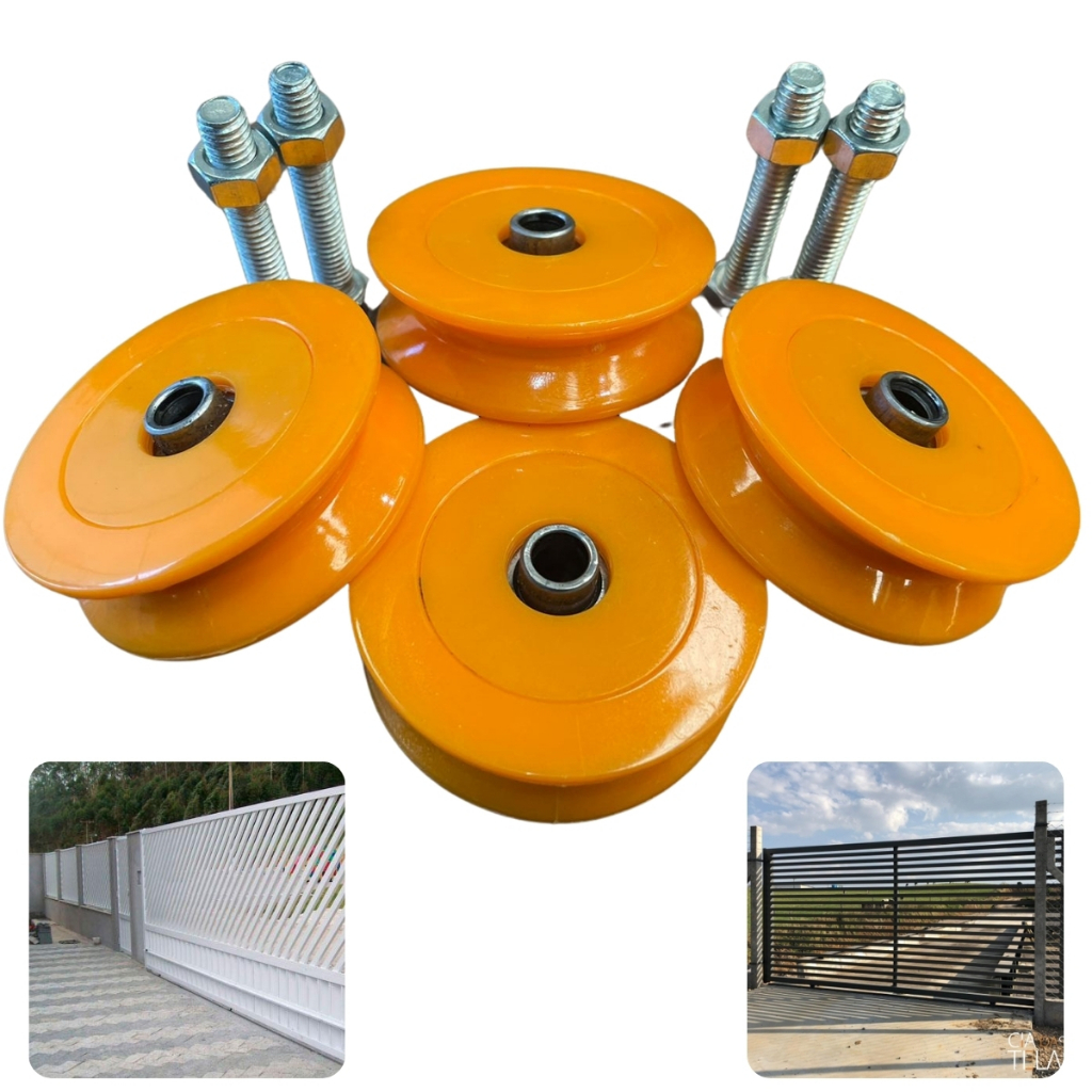 Kit 4 Roldana Rodinha 64mm 2.1/2 Tipo V Roldinha Roda Para Portão De Correr Deslizante Residencial Nylon em Oferta na Shopee