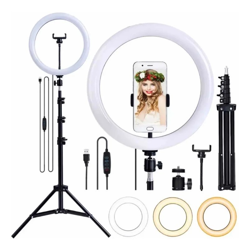 Ring Light Iluminador Anel Luz 30cm 12 Polegadas Tripé 2,1m