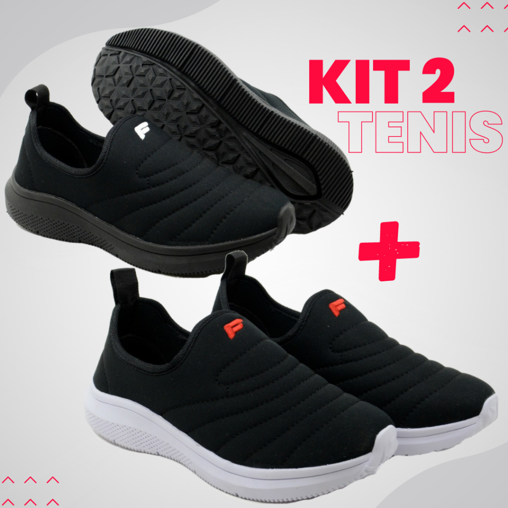 Kit tenis PRETO E PRETO BRANCO academia corrida volei esporte