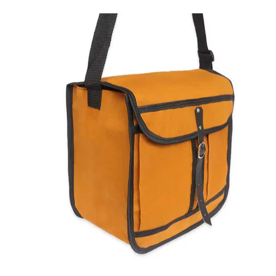 Embornal grande de lona tradicional 2 bolsos para trabalho ferramentas pescaria 36x33x22 cm