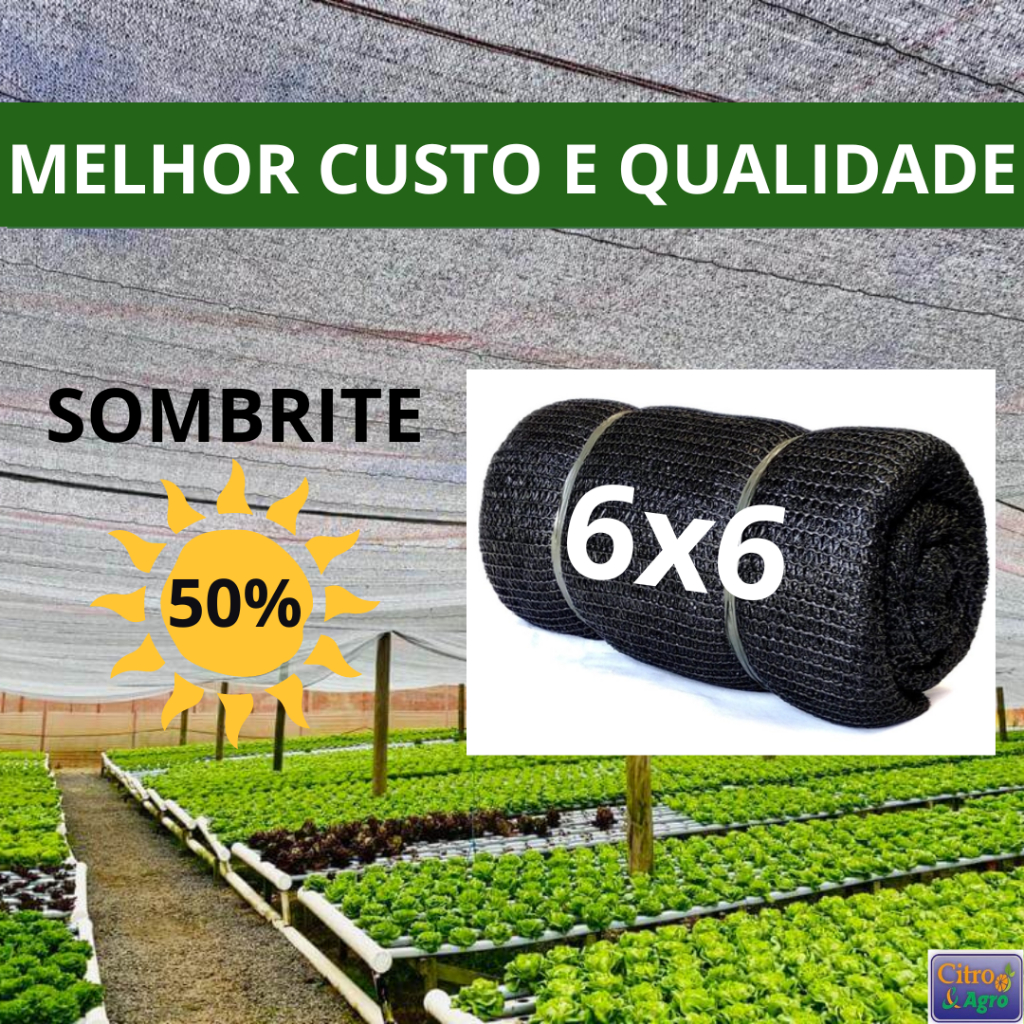 Tela Sombrite Preta 50%  - 6x6 metros. em Oferta na Shopee