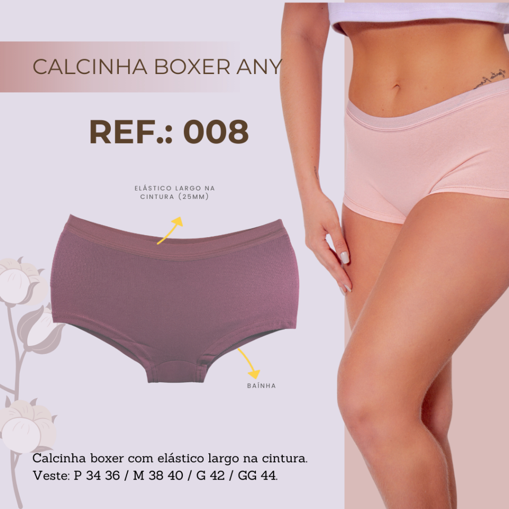 Kit 6 Calcinhas Cueca Boxer Invisível Algodão
