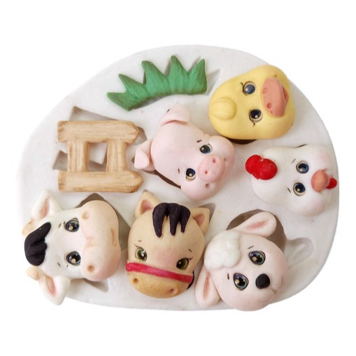 Molde De Silicone Fazendinha Molde De Silicone Bichos Porco Vaca Cachorro em Oferta na Shopee