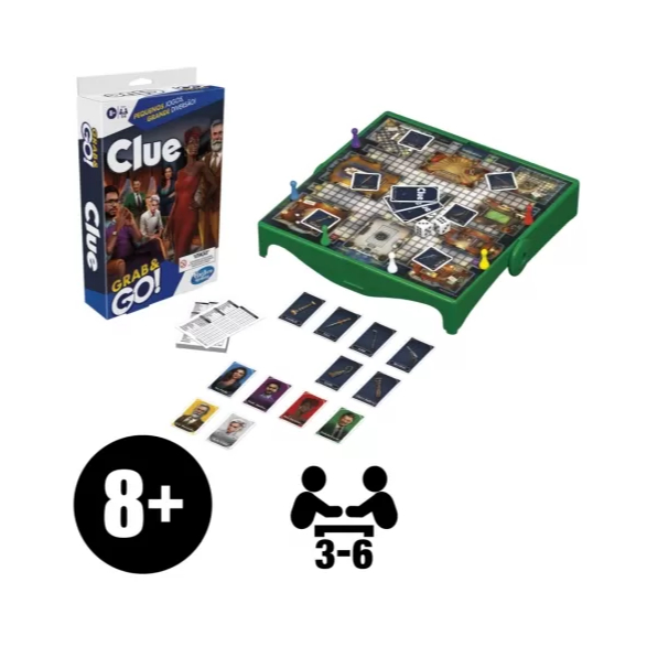 JOGO DE TABULEIRO CARTAS CLUE GRAB & GO DIVERTIDO HASBRO F8251