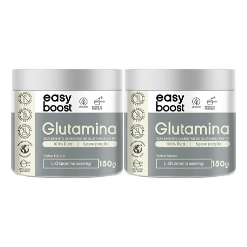 Glutamina Pura Easy Boost L-glutamina Em Pó 300g Kit 2x