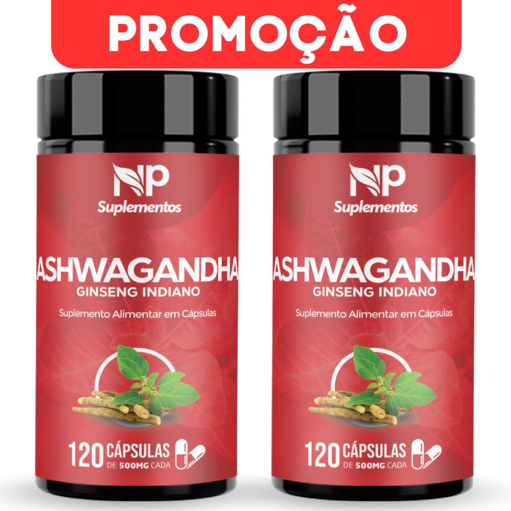 Kit 2 Ashwagandha Ginseng Indiano Puro Legítimo - 500mg 120 Cápsulas - Original em Oferta na Shopee