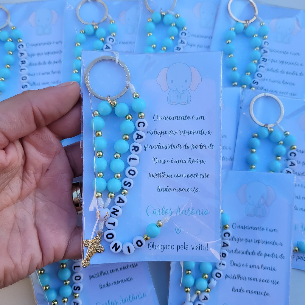 20 Mini terço lembrancinha para maternidade, batizado, crisma, primeira eucaristia. Kit com 20 mini terço personalizado
