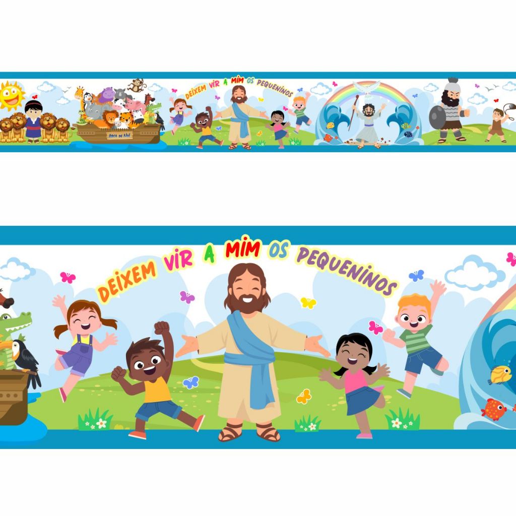 Adesivo Border Faixa Infantil Desenhos Bíblicos 4 un em Oferta na Shopee