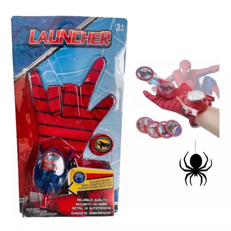 Brinquedo Luva Disparador de Discos Heróis Homem Aranha Homem de Ferro Hulk