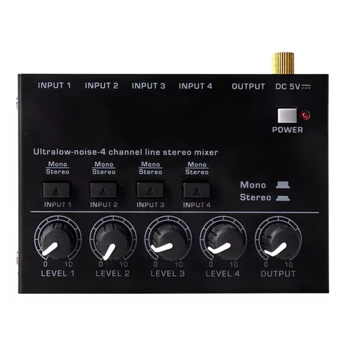 Mini Mixer Estéreo Para Guitarra Elétrica, 4 Canais Mixer