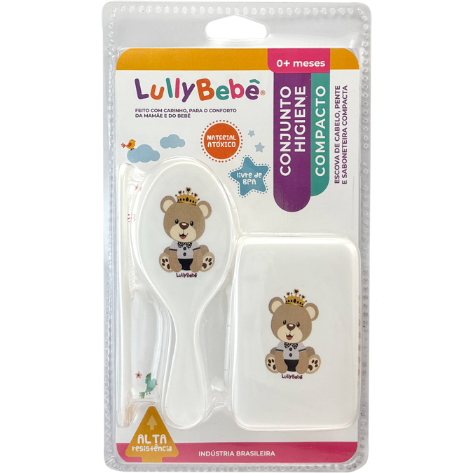 CONJ. ESCOVA PENTE E SABONETEIRA COMPACTO PARA BEBÊS