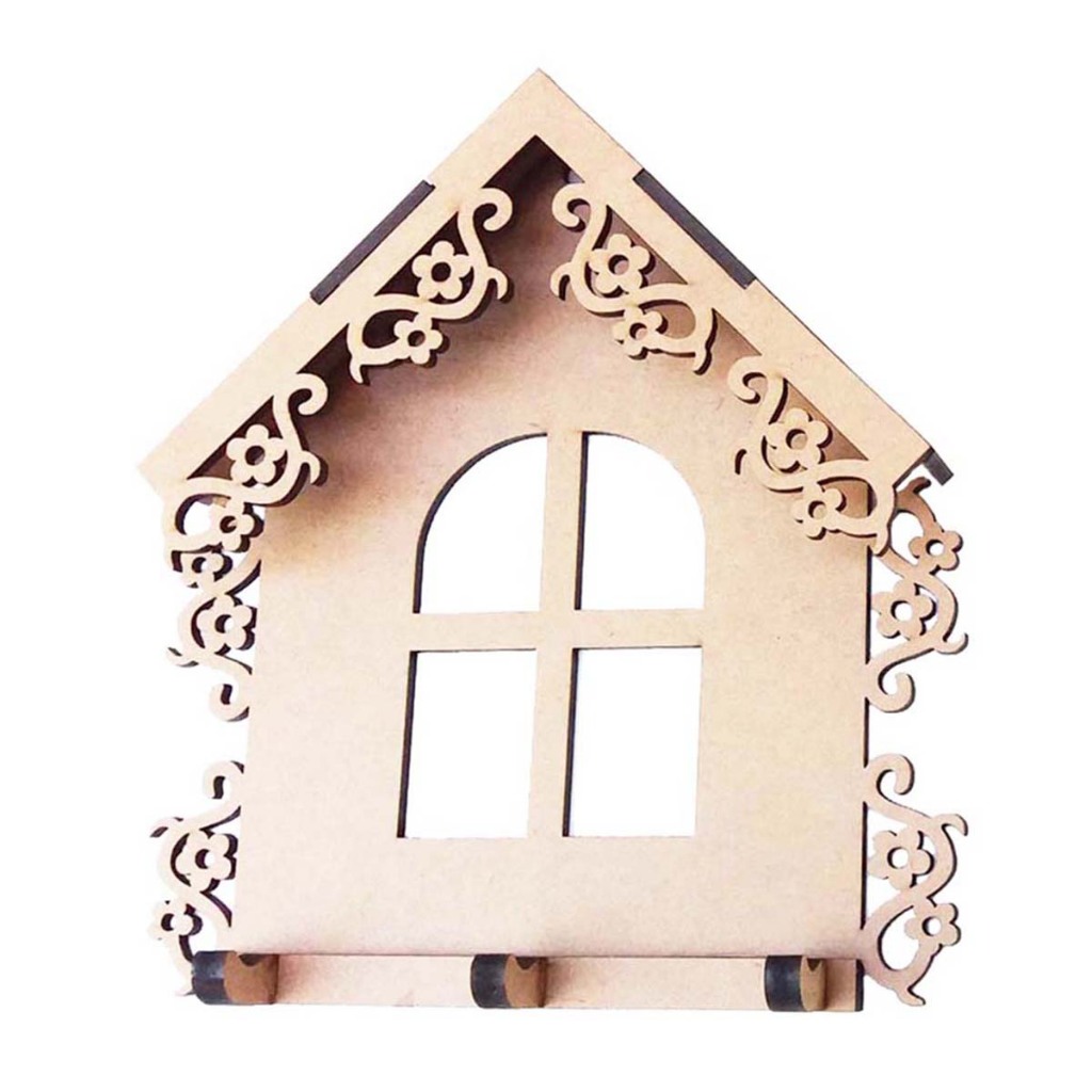 Kit 5 chaveiro porta chaves casa casinha floral provençal 17cm mdf cru artesanato decoração casa mdf