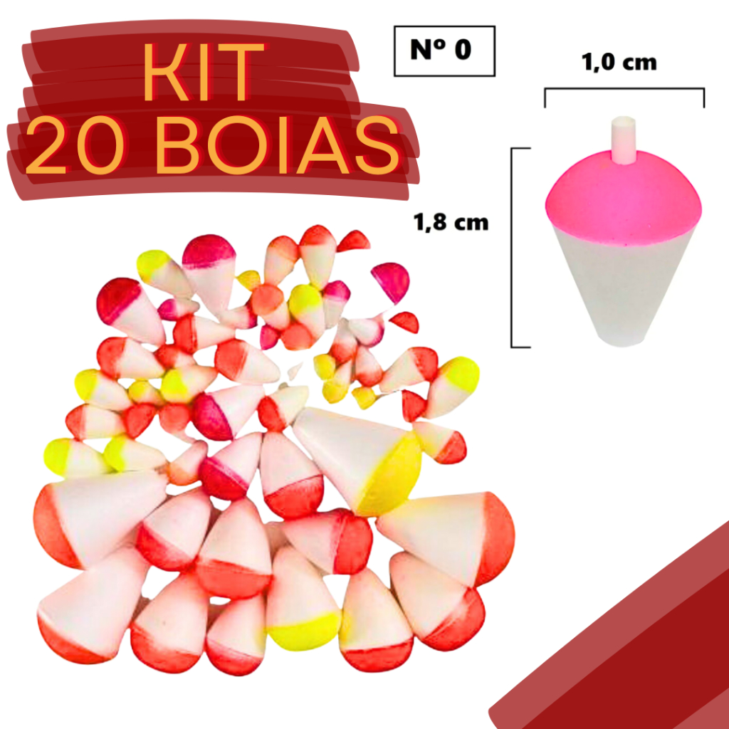 Kit Pesca 20 Boias Nº0 Isopor Lambari Pescaria Pesqueiro Tilápia Pescar Acessórios Piau Tralha