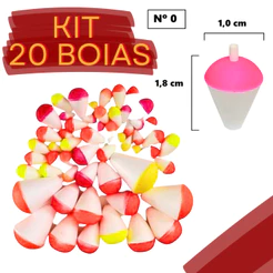 Kit Pesca 20 Boias Nº0 Isopor Lambari Pescaria Pesqueiro Tilápia Pescar Acessórios Piau Tralha