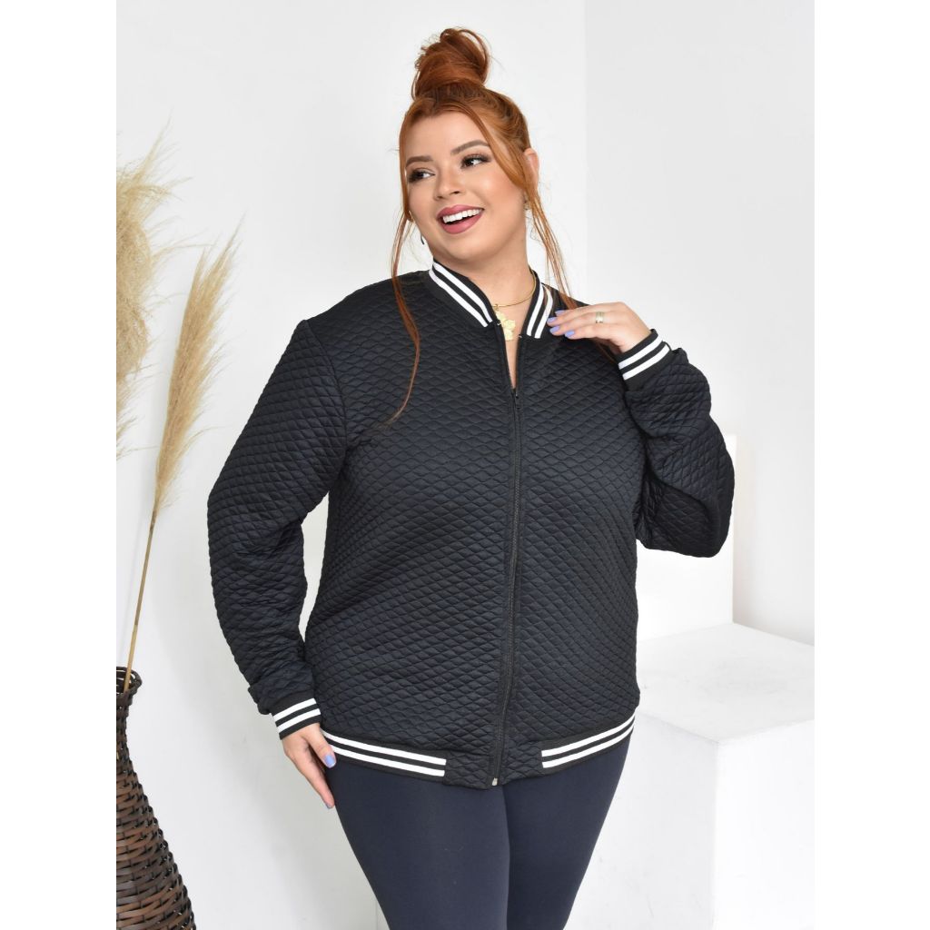 Jaqueta Bomber Plus SIze Casaco De Frio Feminino em MAtelasse Moda Outono/Inverno
