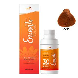 Kit Beleza Ruiva Encanto Colors 7.44 e Oxigenada 30vol 9% em Oferta na Shopee