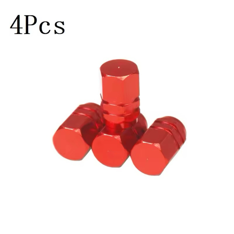 Kit 4 Tampas Bico Válvula Pneu Carro Moto Veículos Alumínio Vermelho