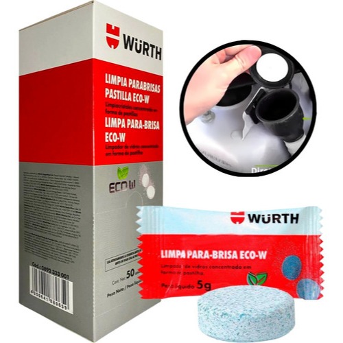 Kit Com 50 Unidades Pastilhas Detergente Para Reservatorio de Agua do Parabrisa Wurth 5g