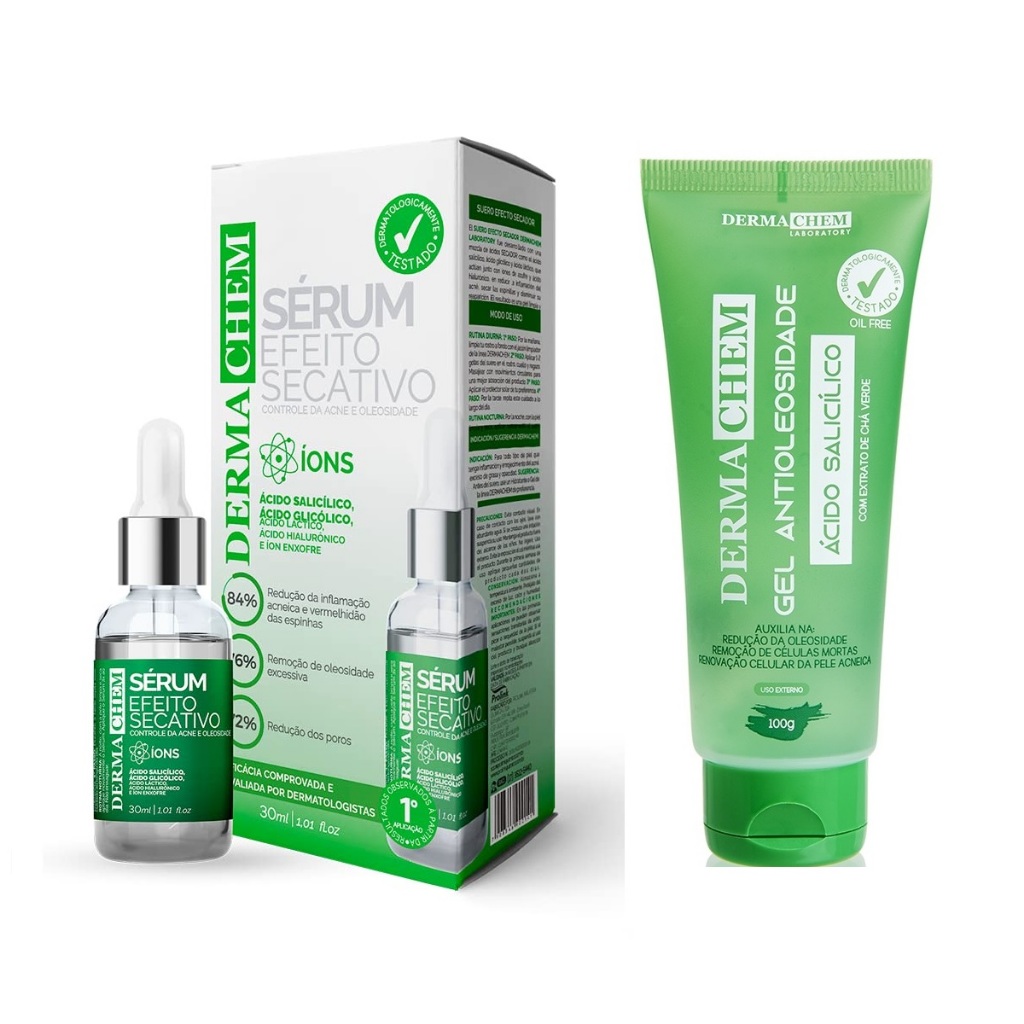 Kit Skincare Antioleosidade Anti Acne Sérum Efeito Secativo Gel Antioleosidade Dermachem