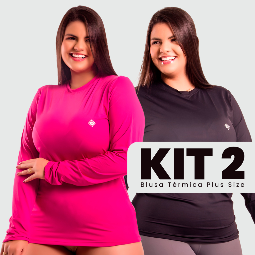 Kit 2 Blusa Térmica Feminina Plus Size De Proteção Solar UV 50 Dry Fit Camisa Manga Longa Academia Segunda Pele