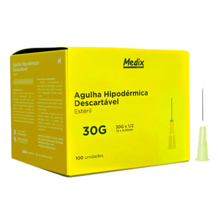 Agulha Hipodérmica Descartável Medix 13 x 0,30MM 30G - Caixa com 100 un Amarela