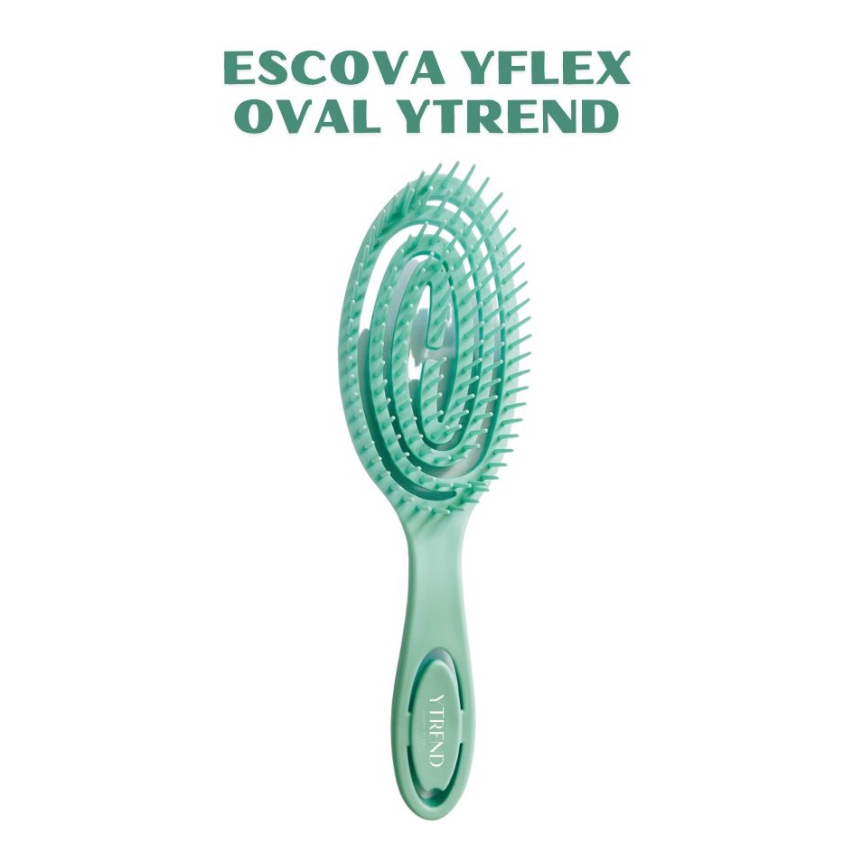 Escova De Cabelo Verde Flex Yflex Oval Desembaraça Sem Quebrar Fio em Oferta na Shopee