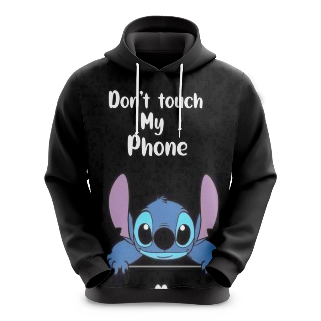 Blusa de Moletom Sublimado Infantil Desenho Animado Dont Touch My Phone