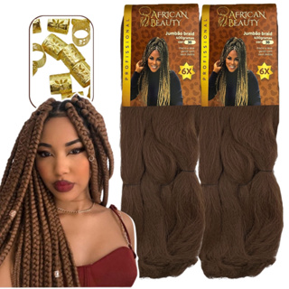 Kit 2 Pacotes Cabelo Jumbo Jumbão Box Braids African Beauty + Anéis em Oferta na Shopee