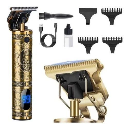 barbeador eletrico masculino de pelos masculino maquina de cabelo e barba profissional buda shaver com visor led ultra bateria motor potente kit máquina de acabamento lamina de cobre modelo premium