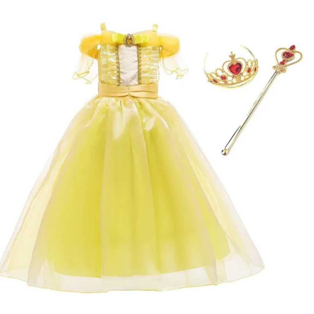 Fantasia Menina Princesa Bella e a fera Cosplay Vestido Para Meninas