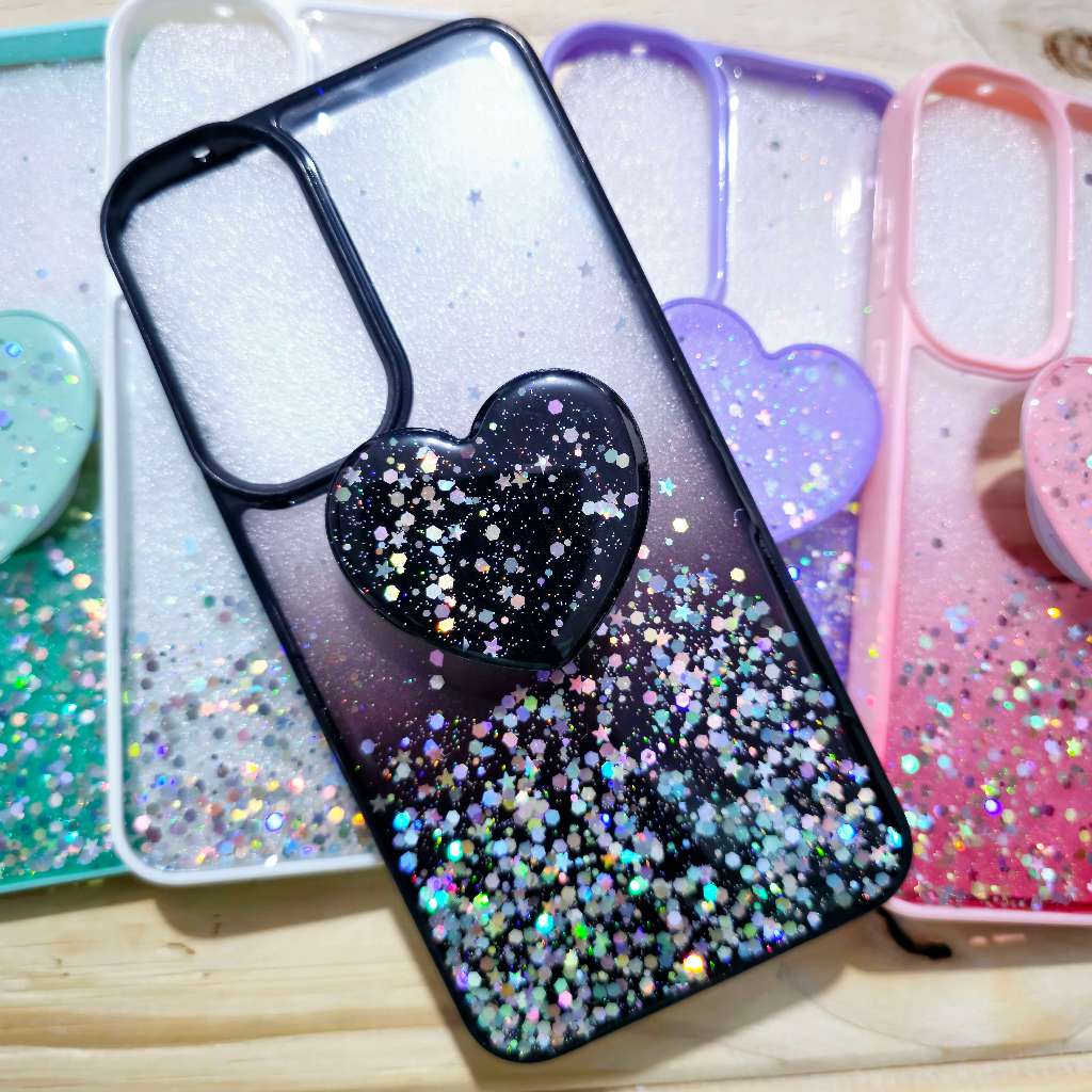 Capa capinha silicone anti impacto para Samsung A55 / A35 / A15 / A14 / A25 / M55 / M15 / A05 - com suporte de coração