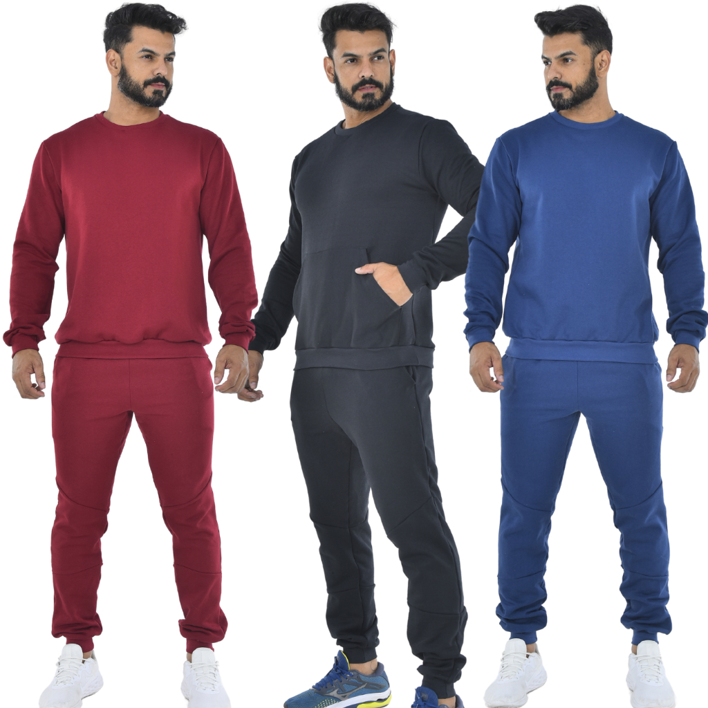 Kit Conjunto Blusa Moletom e Calça Moletom Masculino de Frio Flanelado Blusão com Bolso e ...