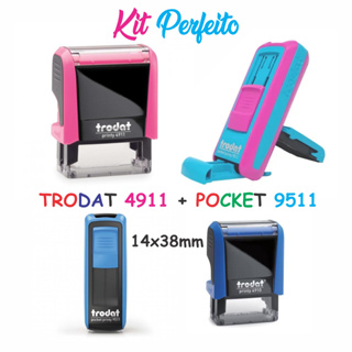Kit Perfeito com Carimbos Pocket 9511 + Trodat 4911 - 14x38mm em Oferta na Shopee