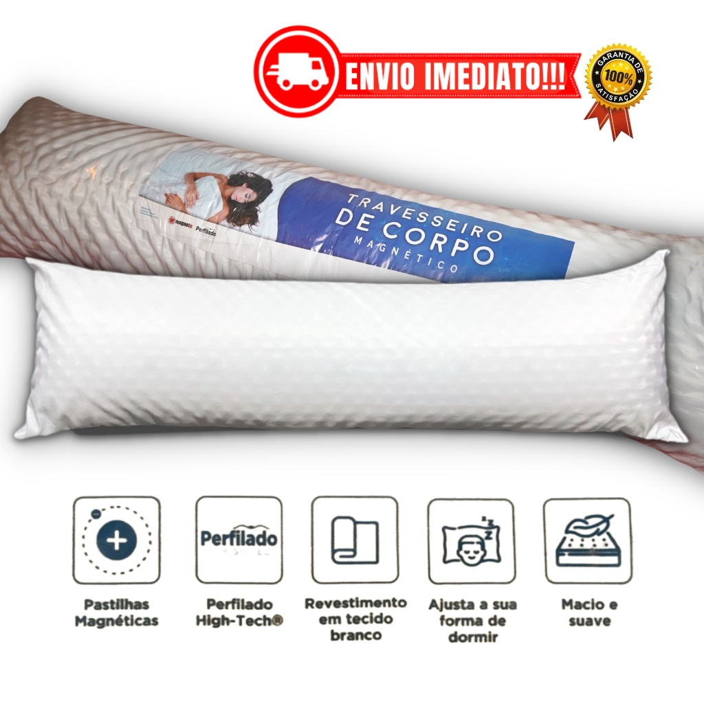 Travesseiro de Corpo Ortopédico Magnético Antialérgico Extra Xuxão Pillow Contour em Oferta na Shopee