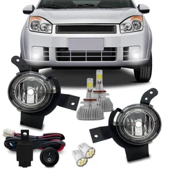Kit Farol Milha Ford Fiesta 2007 2008 2009 2010 + Super Led Hb4 6k
