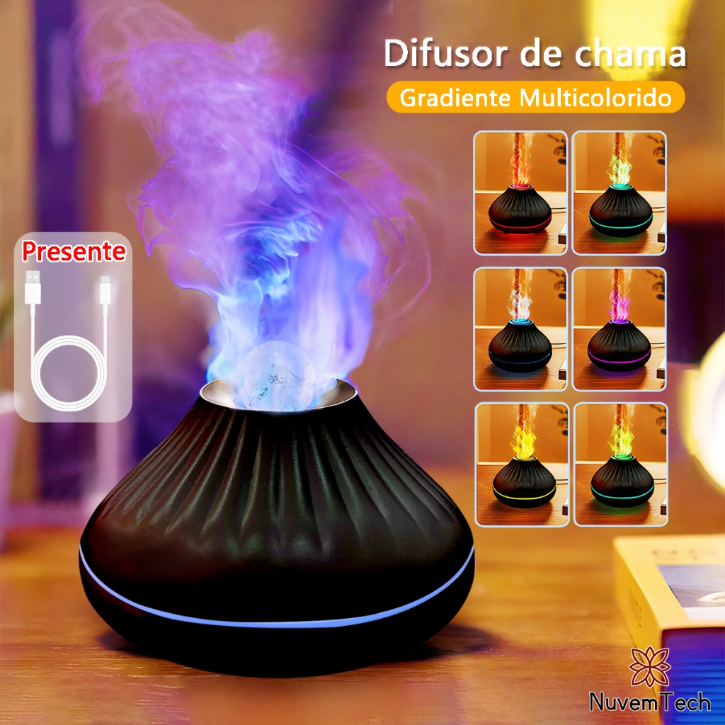 Umidificador De Ar Chama Difusor De Aromas Purificador Aromaterapia USB LED Aromatizador De Ambiente 160 Ml Ultrasonic Óleo Essencial Quarto Fragrância