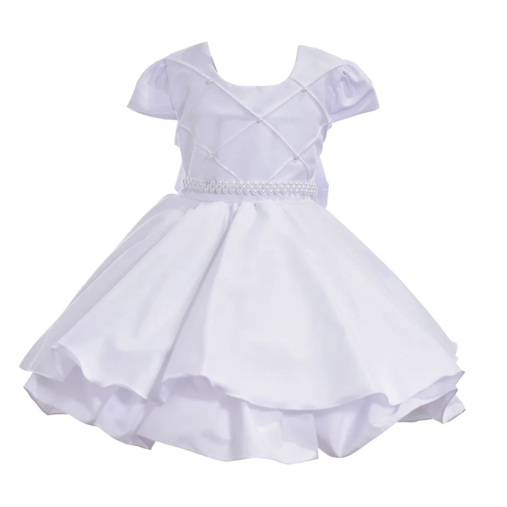 Vestido Branco Infantil Juvenil Menina Roupa Festa Noivinha Casamento Batizado Formatura Ano Novo Daminha 4 ao 12