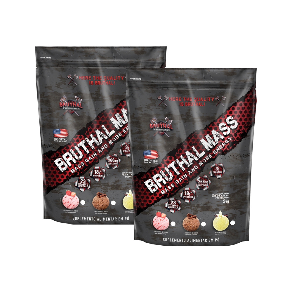 2x Hipercalórico Bruthal Mass Gain 3Kg (cada) - Bruthal Sports Supplements