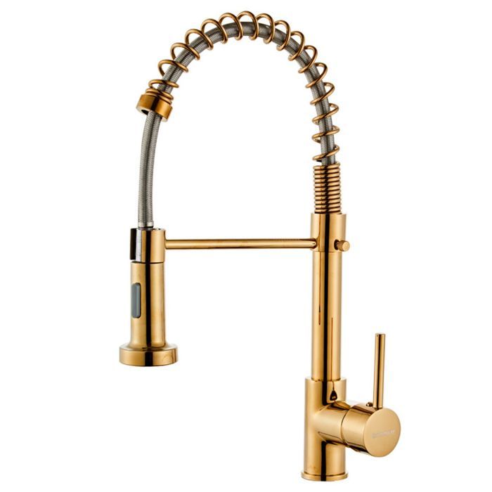 Torneira De Cozinha Monocomando Gourmet Extensível Dourada Brinovar