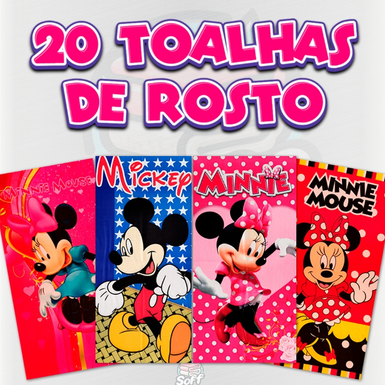 20 Toalhas de Rosto e Mão Personalizada Mickey Mouse Minnie  Mouse Surtidas Infantil Menino Menina em Oferta na Shopee