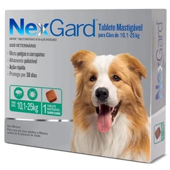 Nexgard 10,1kg a 25kg com 1 Comprimido Antipulgas e Carrapatos Para Cachorro