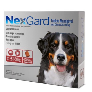 Nexgard 25kg a 50kg com 1 Comprimido Antipulgas e Carrapatos Para Cachorro